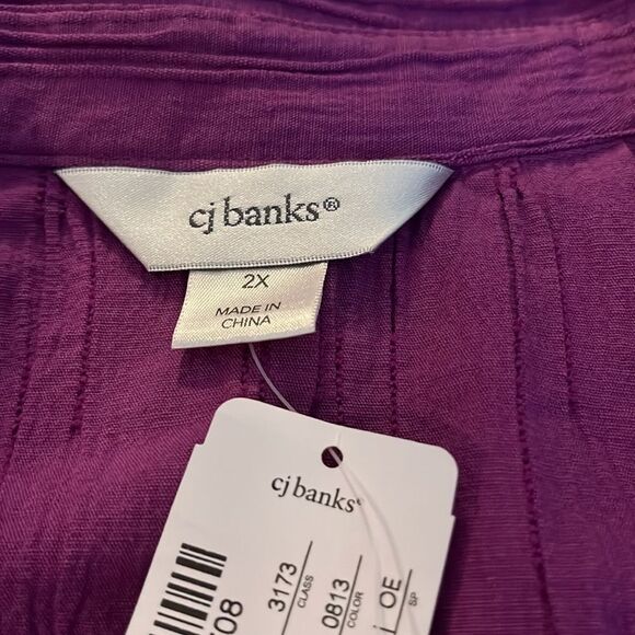 Cj Banks purple snap front top w/ mid-length sleeves & two front pockets size 2X - Picture 8 of 11